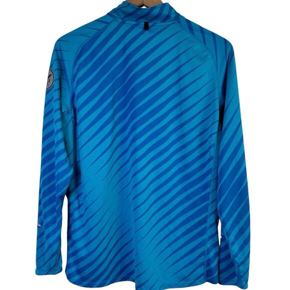 NIKE WOMEN THERMAL ATHLETIC BLUE STRIPED RUNNING HALF ZIP SHIRT SIZE LARGE - Picture 6 of 8